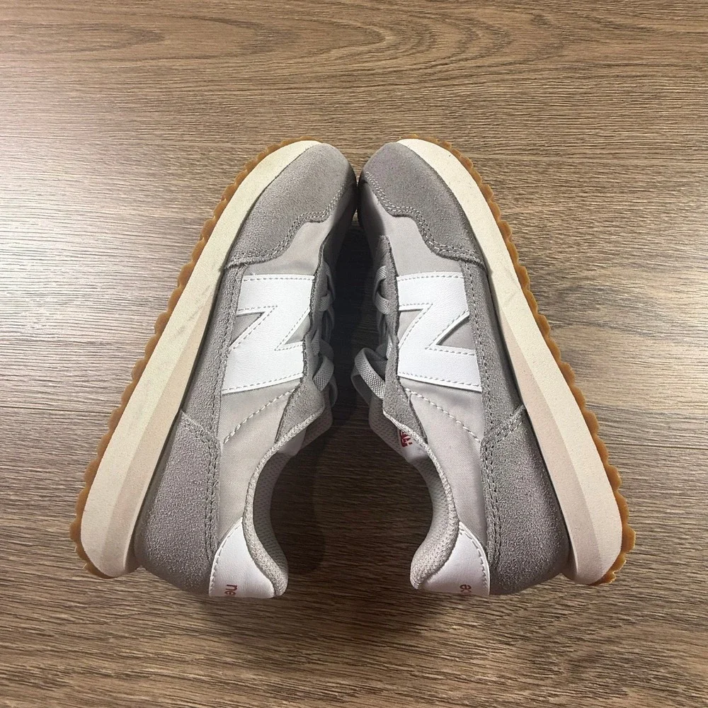 New Balance 237 Youth Sneakers Gray White Elastic Laces Lifestyle School Neutral